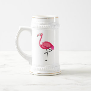 Jarra De Cerveza Flamenco Rosa en Estilo Cartoon