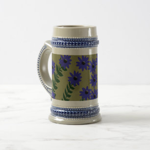 Jarra De Cerveza Flor azul con pantalla Stalk