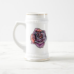 Jarra De Cerveza Flor Rosa de color