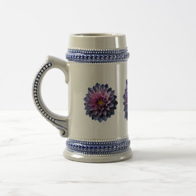 Jarra De Cerveza flor rosa y púrpura dahlia macro mug (Izquierda)