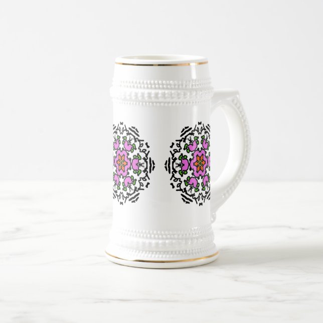Jarra De Cerveza Floración floral rosa (Anverso derecho)
