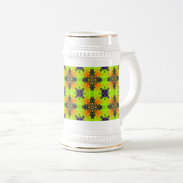 Jarra De Cerveza Flores artdeco en estilo retro (Anverso derecho)