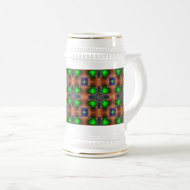 Jarra De Cerveza Flores artdeco en estilo retro (Anverso derecho)