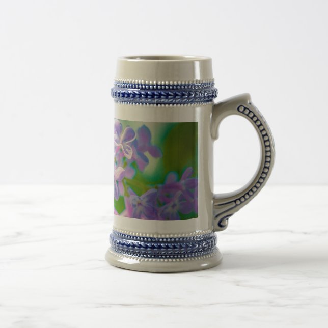 Jarra De Cerveza Flores de Lilac Púrpura (Derecha)