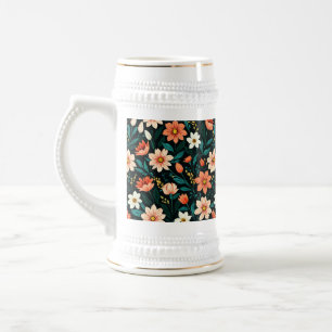 Jarra De Cerveza Flores exóticas florales patrón-24190