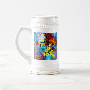 Jarra De Cerveza Flores Van Gogh en una maleta azul