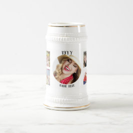 Jarra De Cerveza Fotografía Nacida por Año MUG 50.º 60.º 70.º 80.º