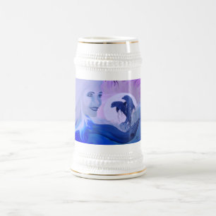 Jarra De Cerveza Frau mit Delphinen im Mondschein