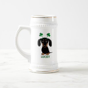 Jarra De Cerveza Funny Saint Patrick's Day Dog Shamrock Personaliza