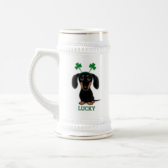 Jarra De Cerveza Funny Saint Patrick's Day Dog Shamrock Personaliza (Izquierda)