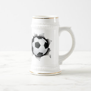 Jarra De Cerveza fútbol a través de la hoja metalizado