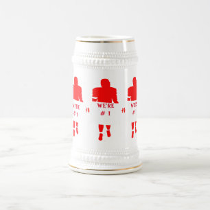 JARRA DE CERVEZA FÚTBOL ROJO Y BLANCO