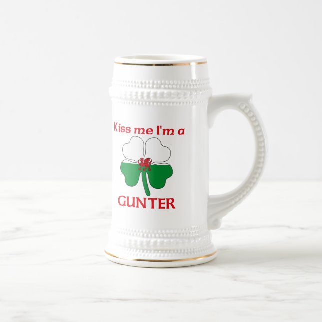 Jarra De Cerveza Galés personalizado me besa que soy Gunter (Derecha)
