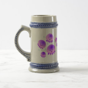 Jarra De Cerveza Gallito rosa morado kawaii personalizado