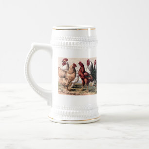 Jarra De Cerveza Gallo del vintage y stein del país de los pollos