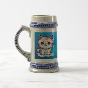 Jarra De Cerveza Gato adorable al estilo Kawaii Clipart