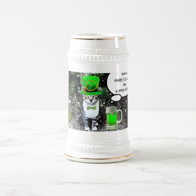 JARRA DE CERVEZA GATO DEL DÍA DE SAN PATRICK CON CERVEZA IRLANDESA  (Centro)
