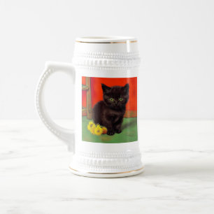 Jarra De Cerveza Gato negro estilo Van Gogh