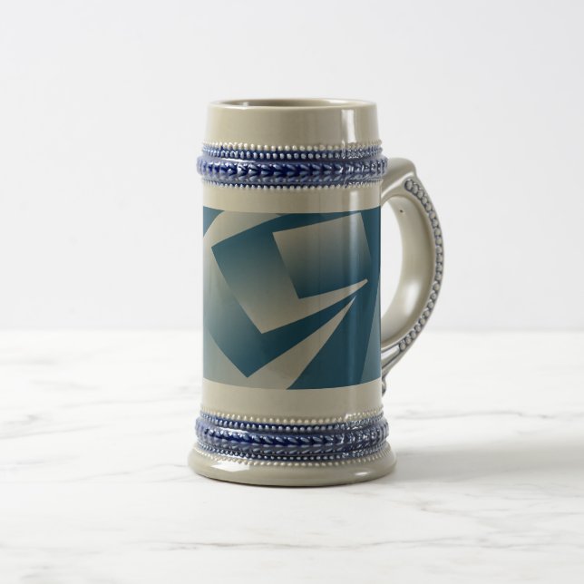 Jarra De Cerveza Geometría azul turquesa (Anverso derecho)