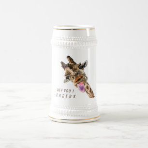 Jarra De Cerveza Giraffe Tongue Out Playful Beer Stein Chein