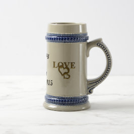 Jarra De Cerveza Gold Love with Interlocking Hearts Boda Stein