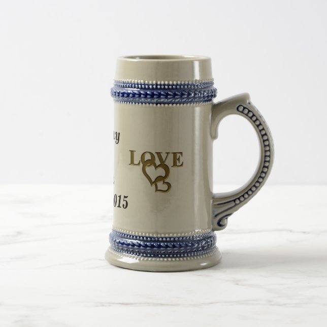 Jarra De Cerveza Gold Love with Interlocking Hearts Boda Stein (Derecha)