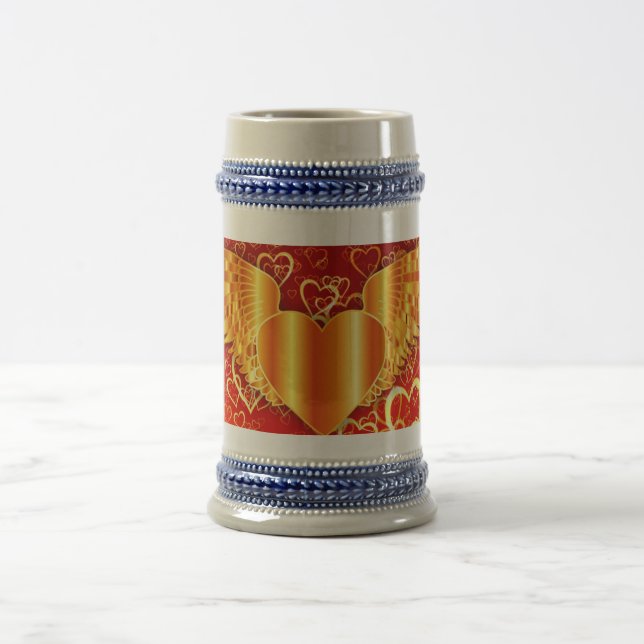 Jarra De Cerveza Golden Wings Heart 22 oz Stein (Centro)