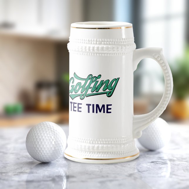 Jarra De Cerveza Golf Tee Time Golfing Dad Nombre Beer Stein (Golfing Tee Time for Dad? Makes a great Father's Day gift. Just add his name or initials)