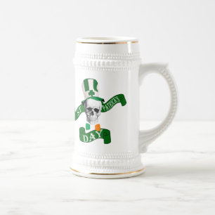 Jarra De Cerveza Gracioso cráneo gótico Día de San Patricio