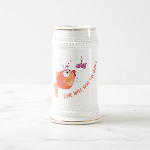 Jarra De Cerveza Gracioso Fish and Worm Beer Stein - Personalizado 