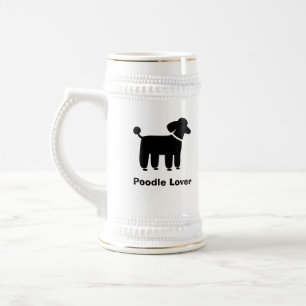Jarra De Cerveza Gráfico de perro caniche negro con texto personali