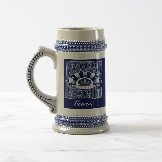 Jarra De Cerveza Gráfico retro-blanco ensueño de festival (Izquierda)