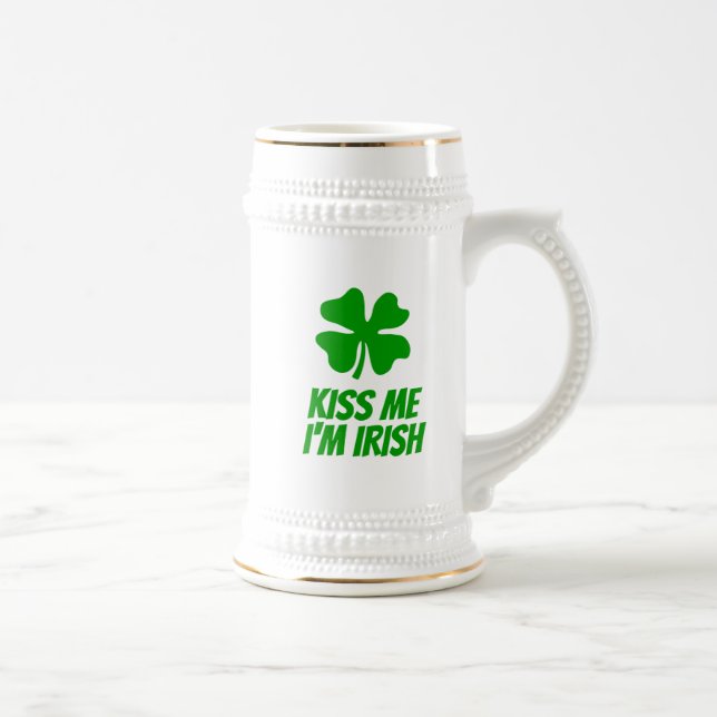 Jarra De Cerveza Green lucky clover funny St Patrick's Day  (Derecha)
