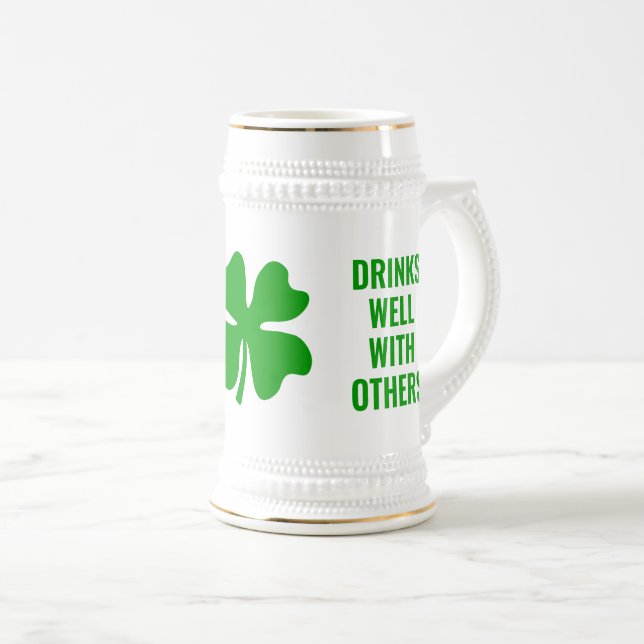 Jarra De Cerveza Green lucky shamrock funny St Patrick's Day  (Anverso derecho)