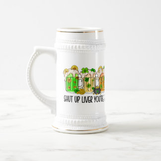 Jarra De Cerveza Green Shamrock St Patrick Cállate Hígado Gracioso