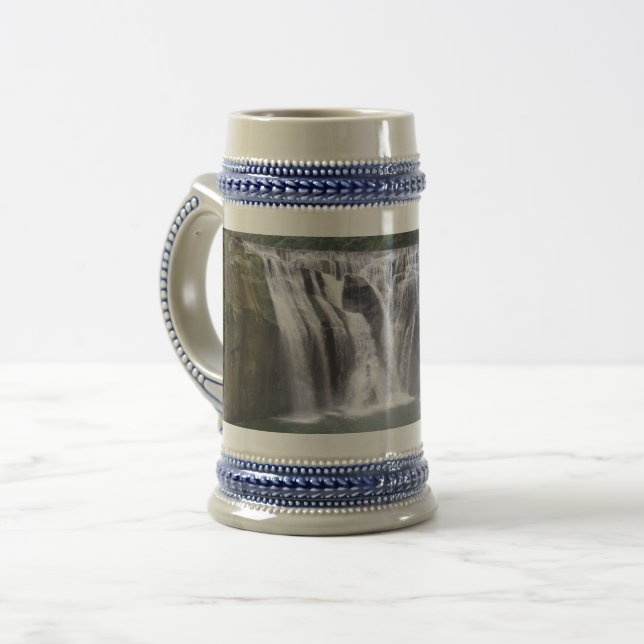 Jarra De Cerveza Gris de cascada/Azul 22 oz Stein (Anverso izquierdo)