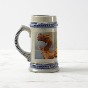Jarra De Cerveza Gris Dragón Chino / Azul 22 oz Stein