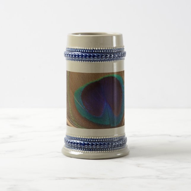 Jarra De Cerveza Grises de plumas turcos/Blue 22 oz Stein (Centro)