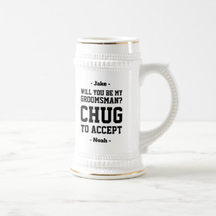 Jarra De Cerveza Groomsman propone a Chug aceptar a Boda gracioso