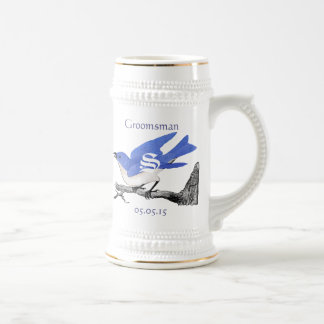 Jarra De Cerveza Groomsman Stein Boda Vintage Bluebirds