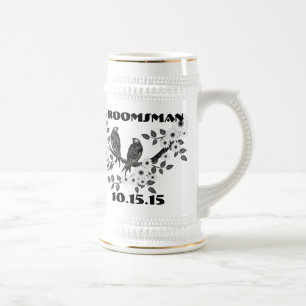 Jarra De Cerveza Groomsman Stein-Vintage Birds