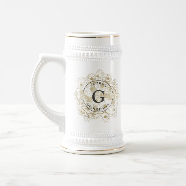 Jarra De Cerveza Groomsmen de bodas elegantes (Izquierda)