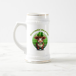 Jarra De Cerveza Grumpy Highland Cow St Patrick's Day