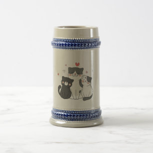 Jarra De Cerveza grupo de gatos lindos   diseño de amante de los ga
