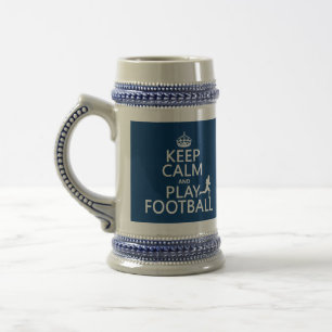 Jarra De Cerveza Guarde el fútbol de la calma y del juego (el