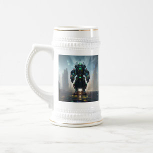 Jarra De Cerveza Guarnecido dorado Robot 4 stein blanco