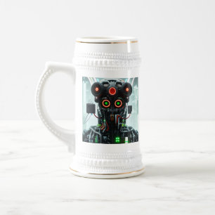 Jarra De Cerveza Guarnecido dorado Robot 5 stein blanco