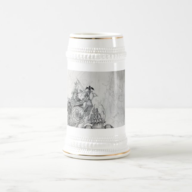 Jarra De Cerveza GUERREROS GÓTICOS, caballeros bárbaros, fantasía (Centro)