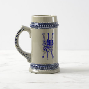 Jarra De Cerveza Guitarrista por naturaleza. guitarra azul vintage