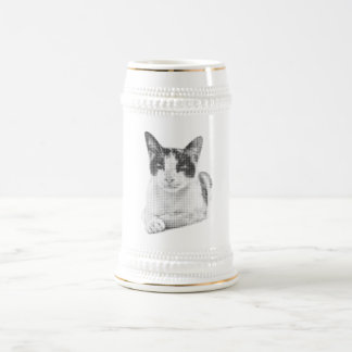 Jarra De Cerveza Halftone Kitty Portrait